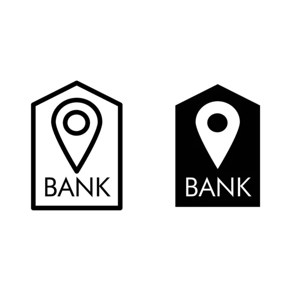 Plats bank linje och glyf ikon. Bank bygga och stift vektor illustration isolerad på vitt. Bank navigering skissera stil design, utformad för webb och app. Eps 10. — Stock vektor