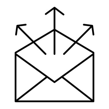 Posta ince satır simgesi gönder. Posta harfleri vektör illüstrasyonu beyaza izole edildi. Ağ ve uygulama için tasarlanmış oklarla kaplanmış tasarım. Eps 10.