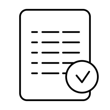 İnce satır simgesini işaretle. Kontrol listesi vektör illüstrasyonu beyazda izole edildi. Web ve uygulama için tasarlanmış belge tasarımı. Eps 10.