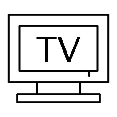 Tv ince çizgi simgesi. Televizyon vektör illüstrasyonu beyazda izole edildi. Web ve uygulama için tasarlanmış ekran ana hatları tasarımı. Eps 10.