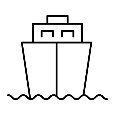 Gemi ince çizgi simgesi. Liner vektör çizimi beyaza izole edildi. Web ve uygulama için tasarlanmış tasarım tasarımı. Eps 10.