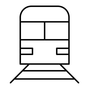 İnce çizgi ikonu. Demiryolu vektör çizimi beyaza izole edildi. Ağ ve uygulama için tasarlanmış bagaj tasarımı ile metro. Eps 10.