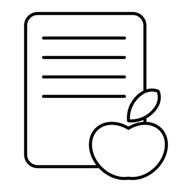 Elma ve ince çizgi simgesi listele. Beyaza izole edilmiş meyve ve liste vektör çizimi. İnternet ve uygulama için tasarlanmış meyve taşıma tasarımı tasarımı bildirgesi. Eps 10.