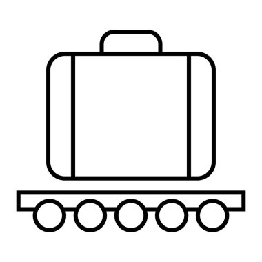 El arabası gibi ince bir çizgi ikonu. Kargo vektör çizimi beyaza izole edildi. Ulaşım ana hatları tasarımı, web ve uygulama için tasarlandı. Eps 10.