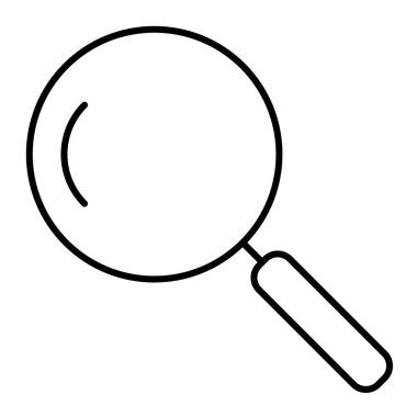 Büyüteç, ince çizgi simgesi. Büyütme işareti vektör illüstrasyonu beyazda izole edildi. Web ve uygulama için tasarlanmış tasarım tasarımı ara. Eps 10.