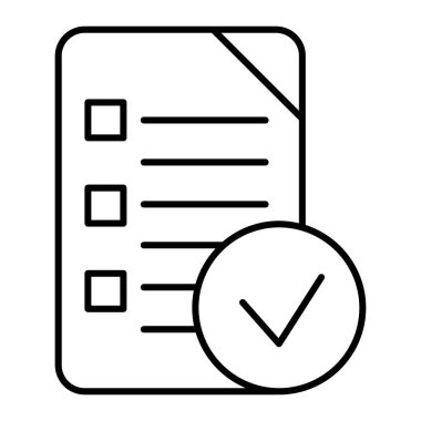 Çekiliş listesi ince çizgi simgesi. Pano vektör illüstrasyonu beyaza izole edildi. Web ve uygulama için tasarlanmış belge tasarımı. Eps 10.