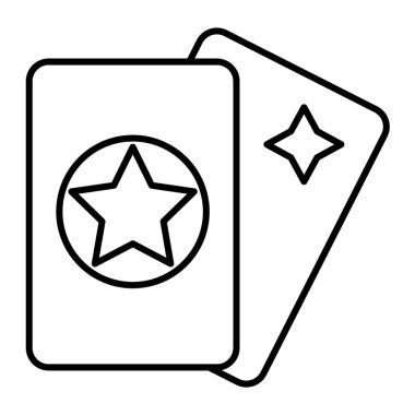 Tarot kartları ince çizgi simgesi. Sihirli vektör çizimi beyaza izole edildi. Astroloji tasarımı, web ve uygulama için tasarlandı. Eps 10.