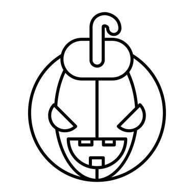 Cadılar Bayramı yüzü ince çizgi ikonu. Cadılar Bayramı balkabağı çizimi beyaza izole edilmiş. Baş balkabağı tasarımı, web ve uygulama için tasarlandı. Eps 10.