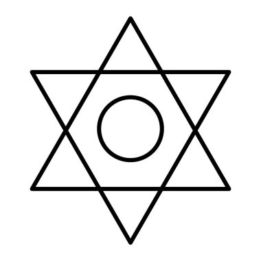 Pentagram ince çizgi simgesi. Beyaz üzerine izole edilmiş altı noktalı yıldız vektör çizimi. David 'in Yıldızı tasarımı, web ve uygulama için tasarlandı. Eps 10.