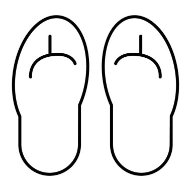 Plaj terlikleri ince çizgi ikonu. Parmak arası terlik vektör illüstrasyonunu beyaza izole etti. İnternet ve uygulama için dizayn edilmiş ayakkabı tasarımı. Eps 10.