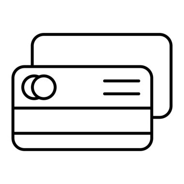 Kredi kartı ince çizgi simgesi. Ödeme vektör illüstrasyonu beyaza izole edildi. Plastik kart tasarımı, web ve uygulama için tasarlanmış. Eps 10.