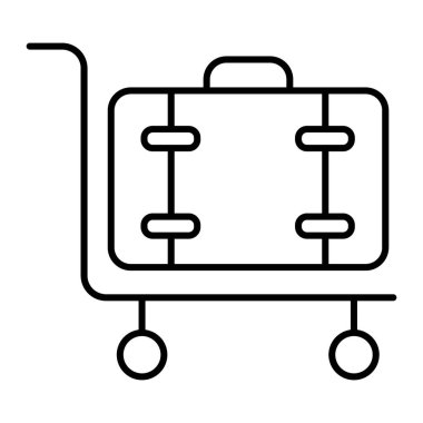 Bagajdaki ince çizgi dolandırıcılığı. Bagaj vagonu çizimi beyaza izole edildi. Kargo tasarımı, web ve uygulama için tasarlanmış. Eps 10.