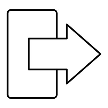 Çıkış işareti ince çizgi simgesi. Kapı ve sağ ok vektör çizimi beyaza izole edildi. Çıkış yönü tasarımı, web ve uygulama için tasarlandı. Eps 10.