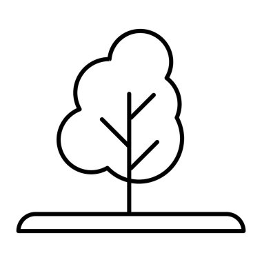 Ağaç ince çizgi ikonu. Beyaz üzerine izole edilmiş doğa vektör illüstrasyonu. Ağ ve uygulama için tasarlanmış ahşap tasarım. Eps 10.