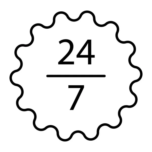 24 7 icono de línea delgada de servicio. Abierto las 24 horas del día ilustración vectorial aislado en blanco. 24 7 disponible diseño de estilo de esquema de servicio, diseñado para la web y la aplicación. Eps 10 . — Archivo Imágenes Vectoriales