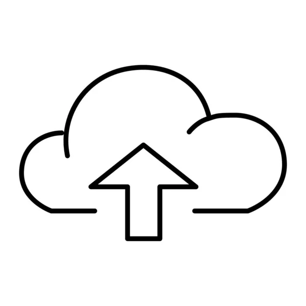 Wolk met pijl omhoog dunne lijn pictogram. Data vector illustratie geïsoleerd op wit. Ontwerp in contourstijl uploaden, ontworpen voor web en app. Eps 10. — Stockvector