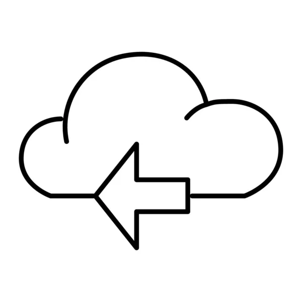 Nuage avec flèche icône de ligne mince. Illustration vectorielle de données isolée sur blanc. Cloud et flèche gauche esquissent la conception de style, conçu pour le web et l'application. Eps 10 . — Image vectorielle