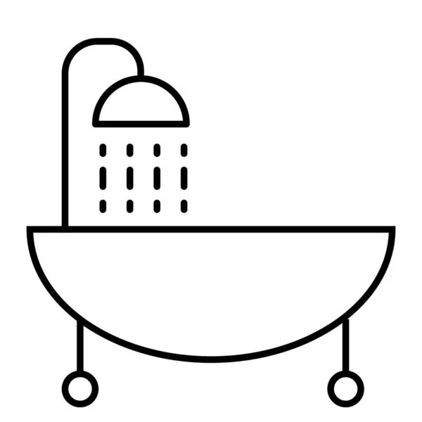 Fürdő vékony vonal ikon. Zuhany vektor illusztráció elszigetelt fehér. Fürdőkád vázlatos stílus design, tervezett web és app. 10. rész. — Stock Vector