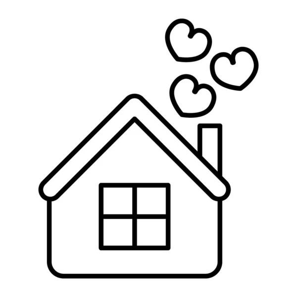 Casa con corazones icono de línea delgada. Ilustración vectorial aislada en blanco. Diseño de estilo de esquema de amor, diseñado para la web y la aplicación. Eps 10 . — Archivo Imágenes Vectoriales