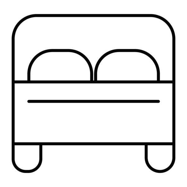 Cama de casal ícone linha fina. Ilustração do vetor da mobília isolada no branco. Design de estilo de contorno de quarto, projetado para web e aplicativo. Eps 10 . —  Vetores de Stock