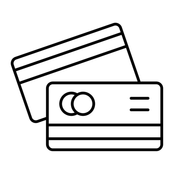 クレジットカードの細い線のアイコン。白で区切られたベクトル図を支払う。ウェブとアプリ用に設計されたマネーアウトラインスタイルのデザイン。Eps 10. — ストックベクタ