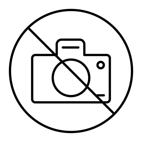 Divieto nessuna icona della linea sottile della foto. Nessuna illustrazione vettoriale di segno della fotografia isolata su bianco. Design dello stile di contorno della fotocamera proibita, progettato per il web e l'app. Eps 10 . — Vettoriale Stock