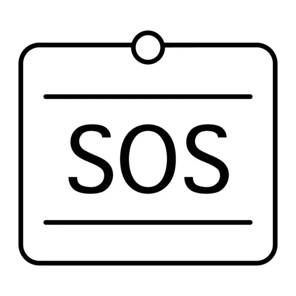 SOS ícone de linha fina. Ajuda sinal vetor ilustração isolado no branco. Design de estilo de contorno de emergência, projetado para web e aplicativo. Eps 10 . — Vetor de Stock