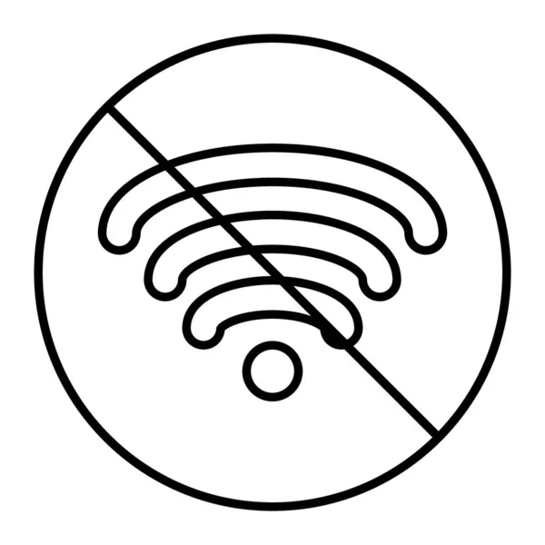Ingen wifi tunn linje ikon. Ingen signalvektorillustration isolerad på vitt. Ingen internet skissera stil design, utformad för webb och app. Eps 10. — Stock vektor