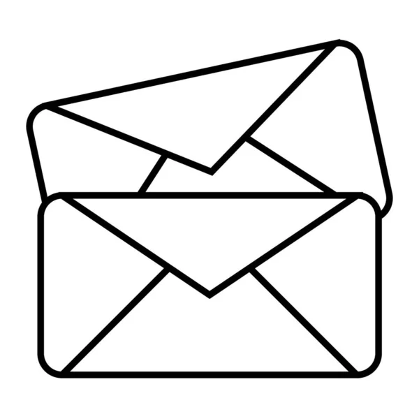 Zwei Umschläge dünne Linie Symbol. Buchstaben Vektor Illustration isoliert auf weiß. Mail Outline Style Design, entworfen für Web und App. Eps 10. — Stockvektor