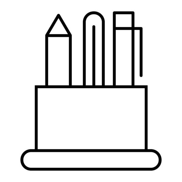 Držák pera tenká čára ikona. Vektorová ilustrace tužky izolovaná na bílém. Návrh stylů organizátorů stolních počítačů, určený pro web a aplikaci. Eps 10. — Stockový vektor