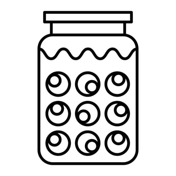 Potion fles dunne lijn pictogram. Bank met oogballen vector illustratie geïsoleerd op wit. Magic toverdrank ontwerp, ontworpen voor web en app. Eps 10. — Stockvector