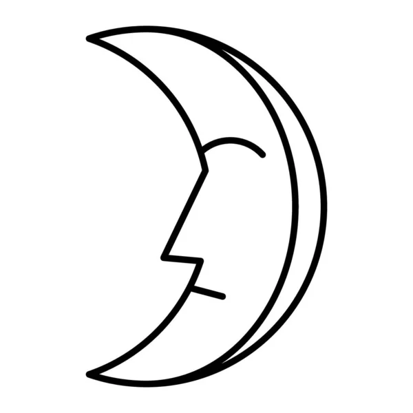 Halbmond-Symbol auf dünnem Strich. Mondgesichtsvektordarstellung isoliert auf weiß. Mondphase umreißt Stil-Design, entworfen für Web und App. Eps 10. — Stockvektor