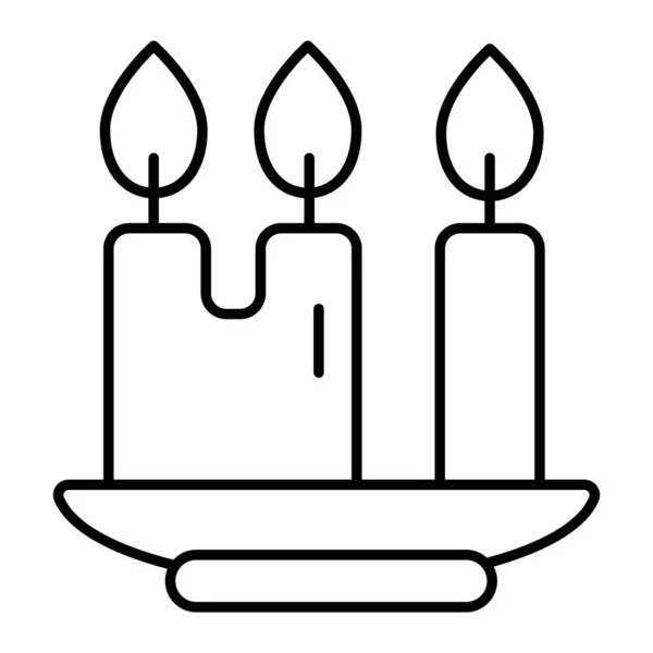 Velas ícone linha fina. Castiçal com três velas ilustração vetorial isolado em branco. Design de estilo de contorno de luz, projetado para web e aplicativo. Eps 10 . —  Vetores de Stock