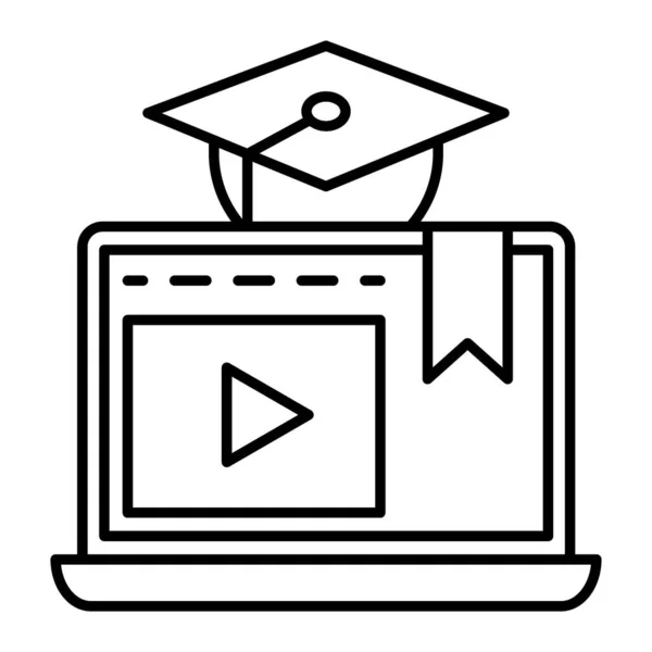 E-learning tenká čára ikona. Domácí vzdělání vektorové ilustrace izolované na bílém. Video lekce nastínit design stylu, určený pro web a aplikaci. Eps 10. — Stockový vektor