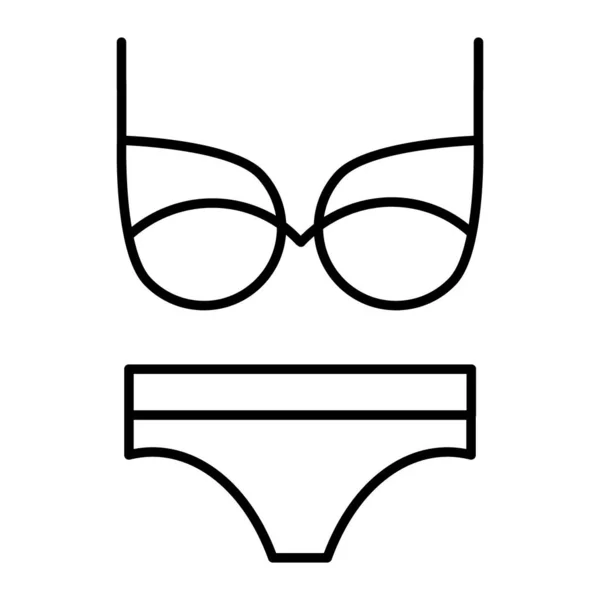 Bikini vékony vonal ikon. Fürdőruha vektor illusztráció elszigetelt fehér. Harisnyanadrág és melltartó vázlatos stílus design, tervezett web és app. 10. rész. — Stock Vector