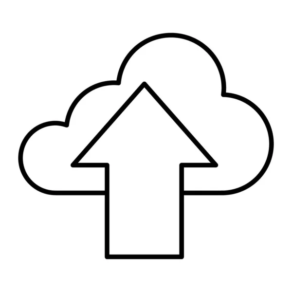 Pobierz w chmurze ikonę cienkiej linii. Chmura ze strzałką wektor ilustracji izolowane na białym. Projektowanie stylów konturu danych, zaprojektowanych dla sieci Web i aplikacji. Eps 10. — Wektor stockowy