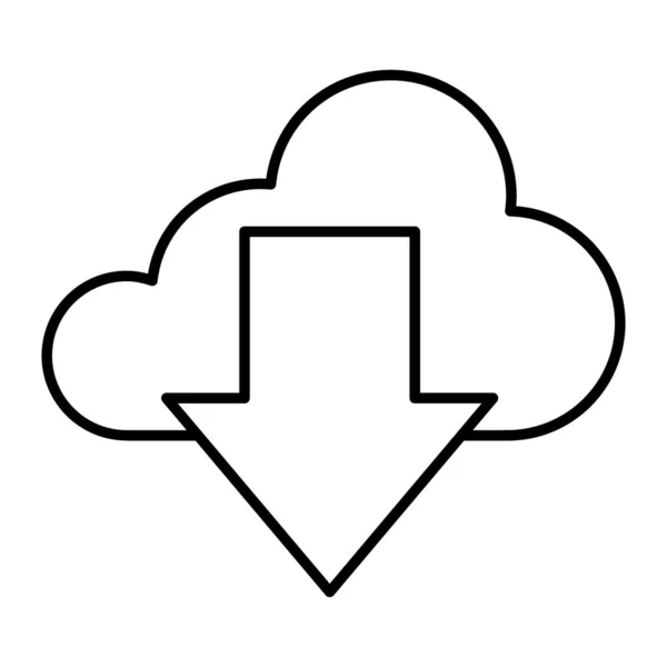 Descarga desde el icono de la línea delgada nube. Ilustración vectorial nube y flecha aislada en blanco. Descargar esquema de diseño de estilo, diseñado para web y aplicación. Eps 10 . — Vector de stock