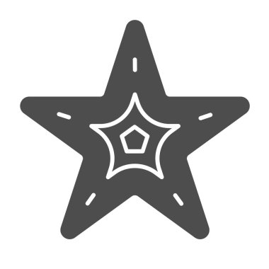 Deniz yıldızı katı ikonu, deniz yıldızı konsepti, beyaz arka planda deniz yıldızı işareti, mobil konsept ve web tasarımı için deniz yıldızı simgesi. Vektör grafikleri.