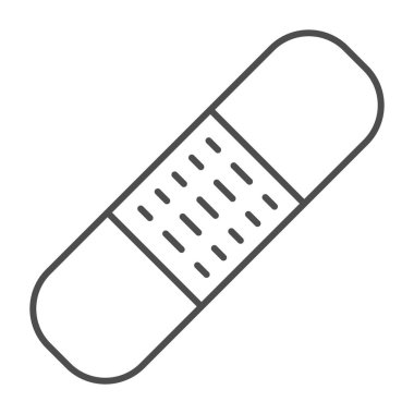 Tıbbi yama ince çizgi ikonu, tıp konsepti, beyaz arka planda alçı işareti, mobil konsept ve web tasarımı için ana hatlarda yara bandı ikonu. Vektör grafikleri.