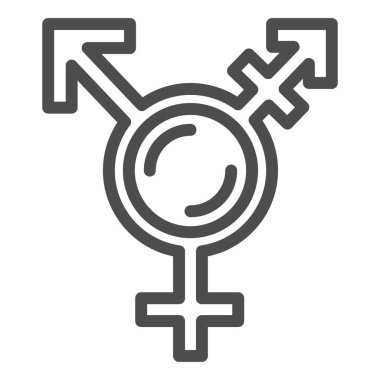 Transseksüel sembol çizgisi simgesi, LGBT konsepti, beyaz arka planda cinsiyet sembollerini birleştiren sembol, mobil konsept ve web tasarımı için ana hatlı cinsiyet azınlık simgesi. Vektör grafikleri.