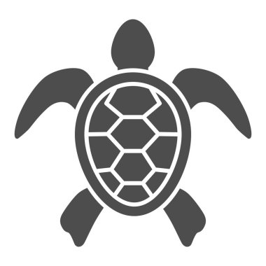 Deniz kaplumbağası katı ikonu, okyanus hayvanları kavramı, beyaz arka planda kaplumbağa işareti, mobil konsept ve web tasarımı için glifli kaplumbağa silueti ikonu. Vektör grafikleri.