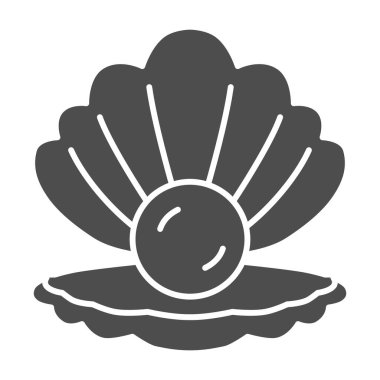 İnci gibi sert bir ikona sahip kabuk, deniz kabuğu kavramı, beyaz arka planda deniz kabuğu işareti, mobil konsept ve web tasarımı için kabuk şeklinde açık deniz kabuğu ikonu. Vektör grafikleri.