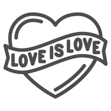 Aşk, aşk kalp sembolü ikonu, LGBT konsepti, beyaz arka planda aşk işareti, LGBT kalbi ve metin aşkı cep telefonu stilinde aşk ikonu. Vektör grafikleri.