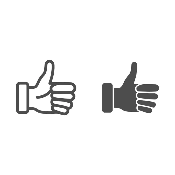 Wie Gestenlinie und solides Symbol, Handgesten Konzept, Daumen hoch Zeichen auf weißem Hintergrund, Genehmigung und wie Zeichen in Umriss Stil für mobiles Konzept und Web-Design. Vektorgrafik. — Stockvektor