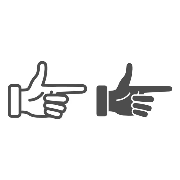 Pointer hand line and solid icon, hand gestures concept, Attention hand gesture sign on white background, Pointing finger symbol in outline style for mobile concept and web design. Vector graphics. — Stock Vector