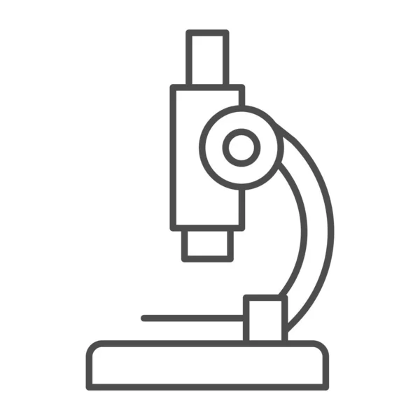 Icono de línea delgada del microscopio, concepto de medicina, signo de instrumento de aumento de laboratorio sobre fondo blanco, icono de herramienta de investigación de análisis en estilo de esquema para el diseño móvil y web. Gráficos vectoriales . — Vector de stock