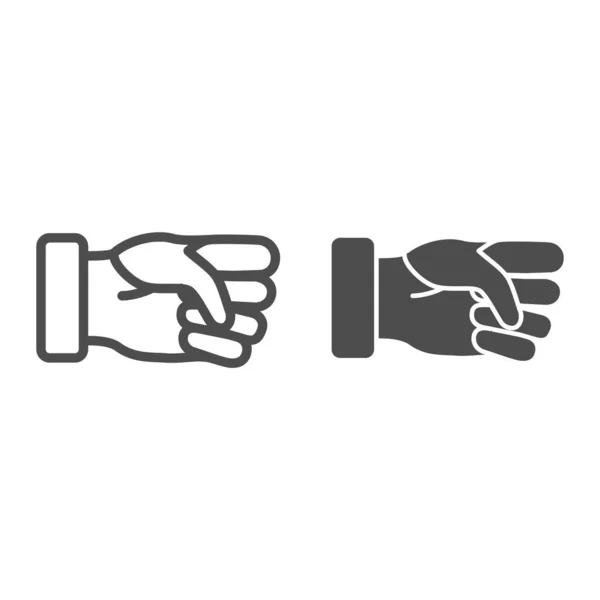 Fist line and solid icon, hand gestures concept, clenched hand sign on white background, power gesture icon in outline style for mobile concept and web design. Vector graphics. — Stock Vector