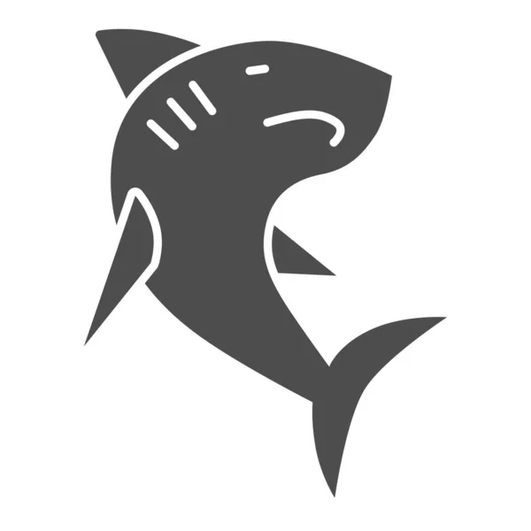 Icône solide de requin, concept de l'océan, signe de poisson marin danger sur fond blanc, icône de silhouette de requin dans le style glyphe pour concept mobile et web design. Graphiques vectoriels . — Image vectorielle