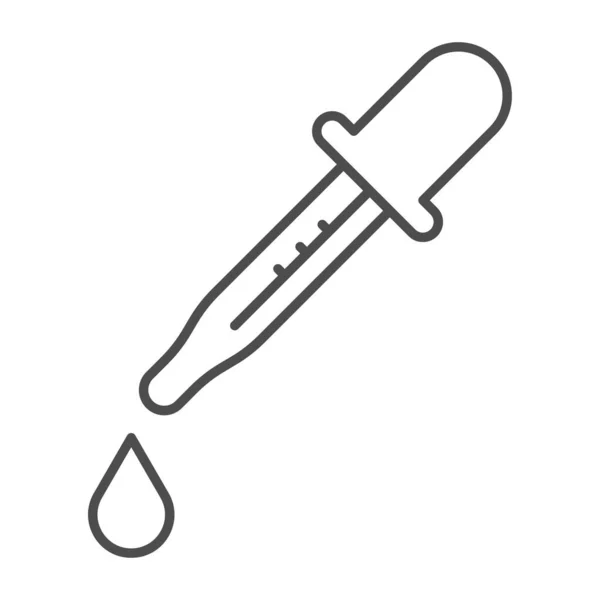 Pipette thin line icon, Heath care concept, dropper sign on white background, Medicine dropper with droplet icon in outline style for mobile concept and web design. Vektorgrafik. — Stockvektor