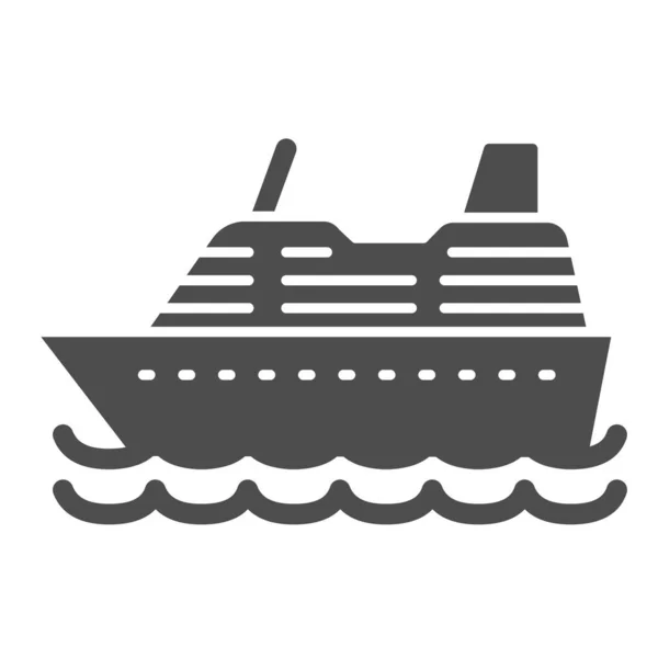 Kreuzfahrtschiff solide Ikone, Ocean Concept, Marine Sail Boot Zeichen auf weißem Hintergrund, Kreuzfahrtschiff Symbol im Glyphen-Stil für mobiles Konzept und Web-Design. Vektorgrafik. — Stockvektor